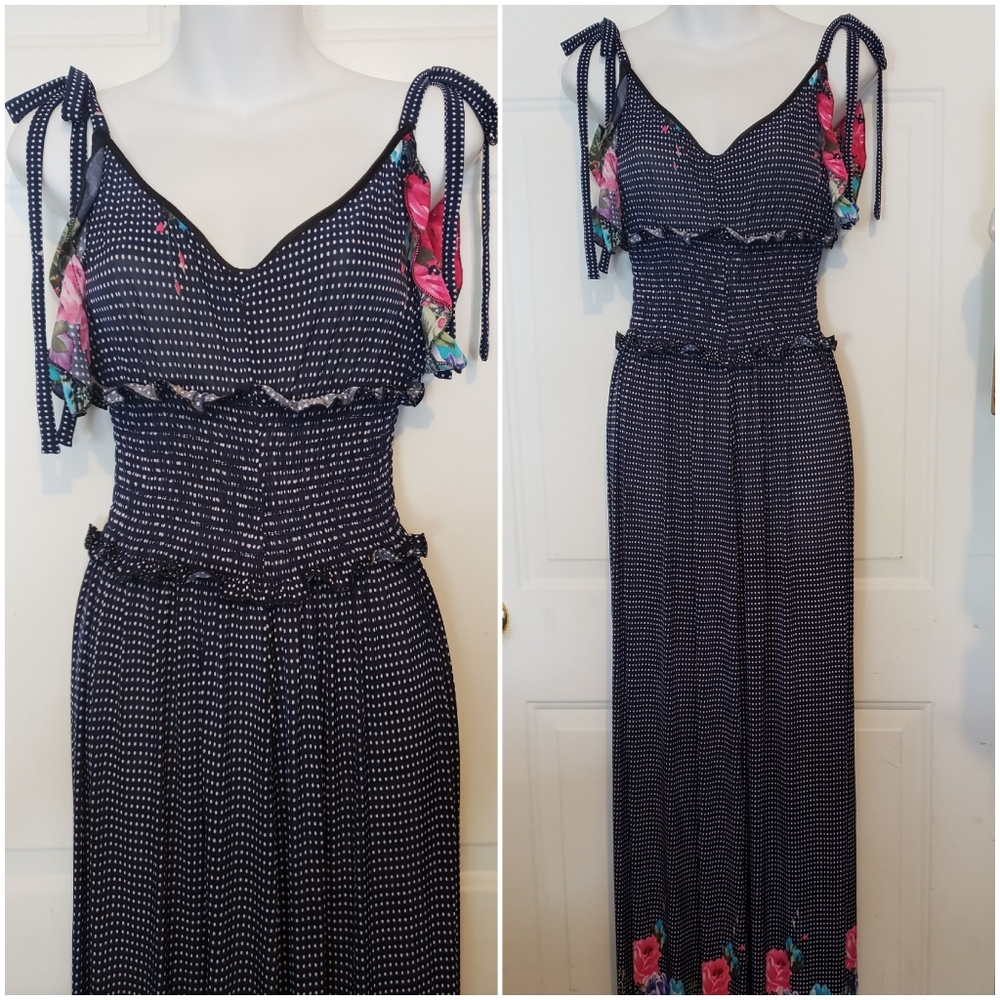 Maxi dress polka dot flowers border SALE